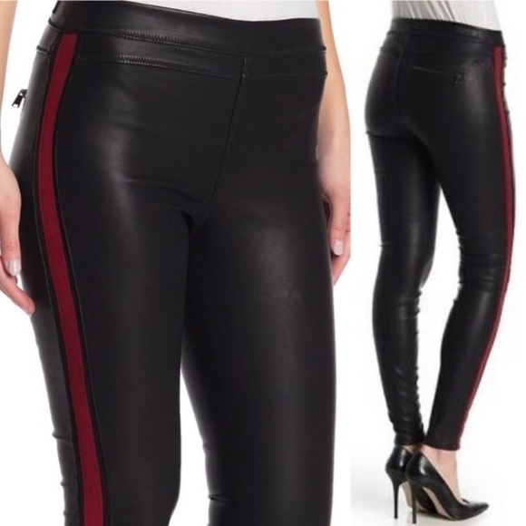 Blank NYC Light my Fire Faux Leather Pull on Pants with Red Stripes - Picture 2 of 12